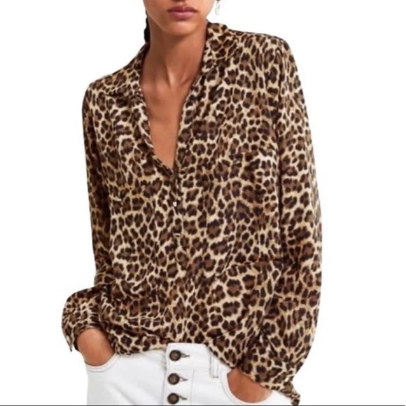 Zara Tops - Zara Leopard silky shirt